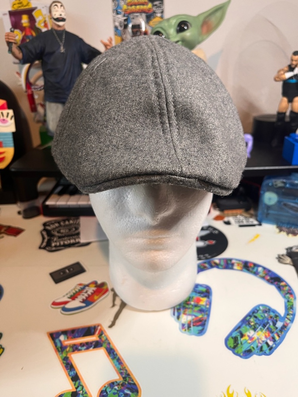 Retro 7 Grey Plaid Newsboy Cabbie Hat Cap Size M/L